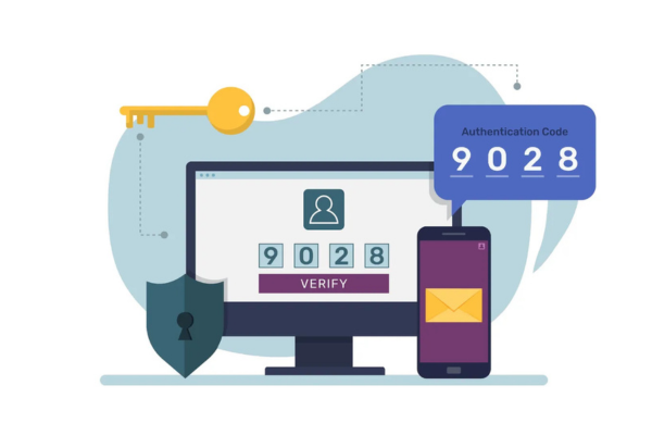 Um smartphone recebendo um código de autenticação (2FA), simbolizando login seguro.
